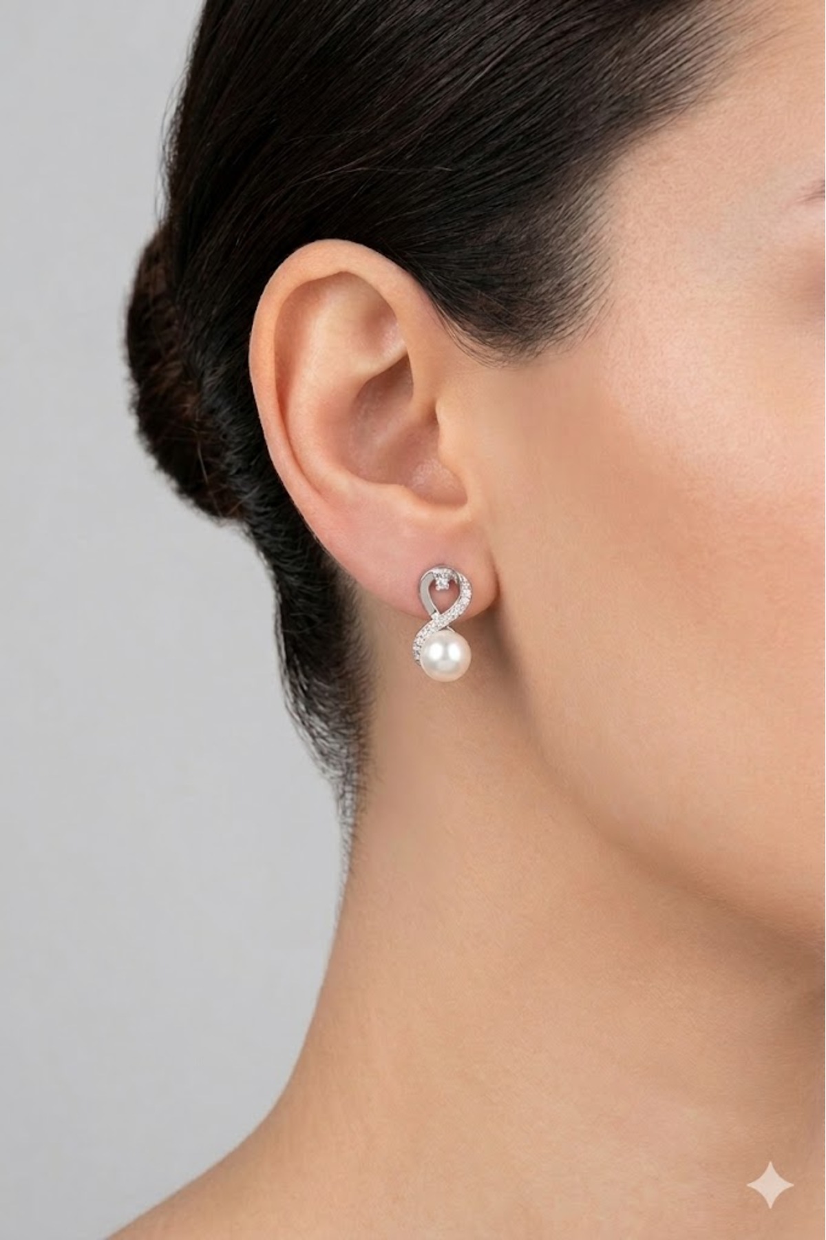925 Sterling Silver Gerçek Su İncisi Women's Earrings