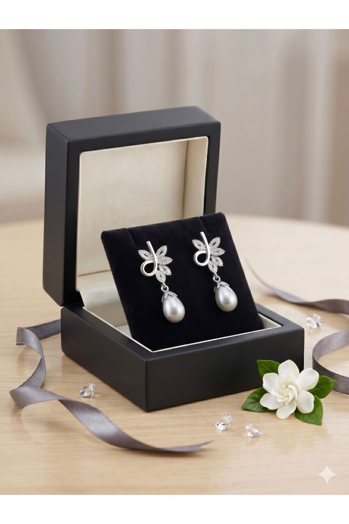 925 Sterling Silver Gerçek Su İncisi Women's Earrings
